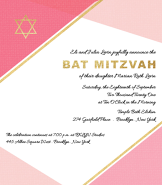 Pink Corner Overlap Bat Mitzvah Invitation